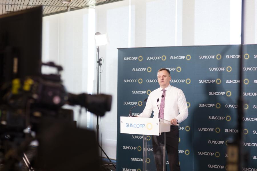 Press and media coverage at a podium